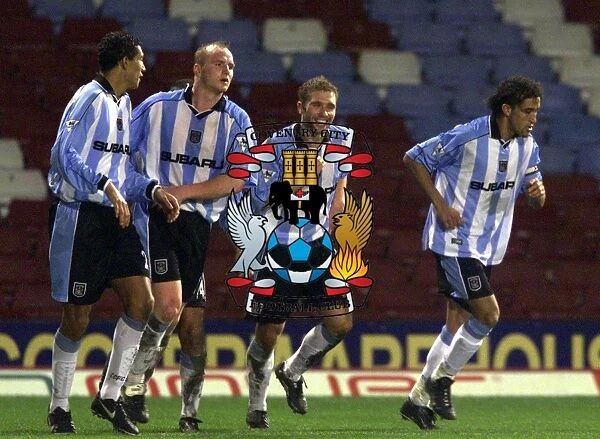 Unforgettable Own-Goal Celebration: Coventry City's Euphoric Reaction to Christian Dailly's Score at Upton Park (FA Carling Premiership, 12-02-2001)