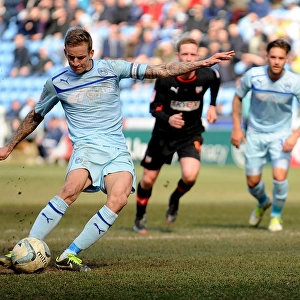 Carl Baker Scores Opening Penalty for Coventry City against Brentford at Ricoh Arena