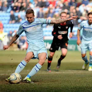 Carl Baker Scores Opening Penalty for Coventry City against Brentford at Ricoh Arena Carl Baker Scores Opening Penalty for Coventry City against Brentford at Ricoh Arena