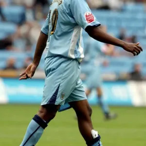 Print of Clinton Morrison in Coventry City action against Norwich City Print of Clinton Morrison in Coventry City action against Norwich City