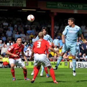 Cody McDonald's Headed Attempt vs. Crewe Alexandra: Coventry City's Striker Tries to Score (Npower League One, Gresty Road)