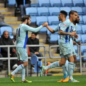 Coventry City Celebrates Second Goal vs. Peterborough United in Sky Bet League One Coventry City Celebrates Second Goal vs. Peterborough United in Sky Bet League One