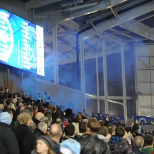 Coventry City Fans Ignite AMEX Stadium with Blue Flare Coventry City Fans Ignite AMEX Stadium with Blue Flare