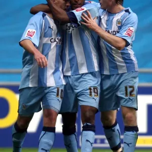 Coventry City FC: Clinton Morrison's Triumphant Carling Cup Celebration with Freddy Eastwood and Aron Gunnarsson (vs Aldershot Town, Round 1, 2008) Coventry City FC: Clinton Morrison's Triumphant Carling Cup Celebration with Freddy Eastwood and Aron Gunnarsson (vs Aldershot Town, Round 1, 2008)