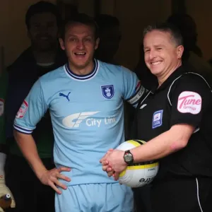Coventry City FC: Sammy Clingan and Referee Colin Webster Sharing a Light-Hearted Moment in the Tunnel Before the Watford Clash (Npower Championship, 17-03-2012) Coventry City FC: Sammy Clingan and Referee Colin Webster Sharing a Light-Hearted Moment in the Tunnel Before the Watford Clash (Npower Championship, 17-03-2012)