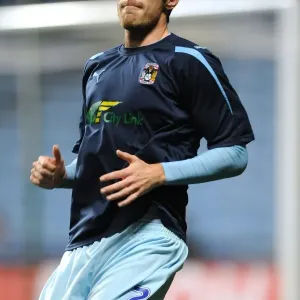 Coventry City FC: Richard Keogh in Pre-Match Warm-Up at Ricoh Arena vs Blackpool (Npower Championship, 27-09-2011)