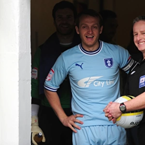 Coventry City FC: Sammy Clingan and Referee Colin Webster Sharing a Light-Hearted Moment in the Tunnel Before the Watford Clash (Npower Championship, 17-03-2012)