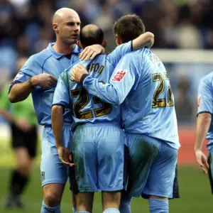 Coventry City FC: Triumphant Moment - Colin Cameron, Robert Page, Darren Currie Celebrate Goal Against Burnley (December 2006) Coventry City FC: Triumphant Moment - Colin Cameron, Robert Page, Darren Currie Celebrate Goal Against Burnley (December 2006)