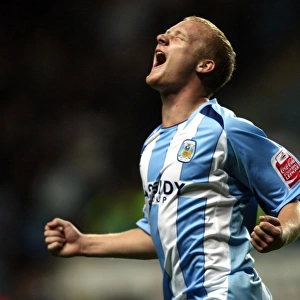 Coventry City FC's Robbie Simpson Celebrates Third Goal Against Aldershot Town in Carling Cup Round 1 (2008)