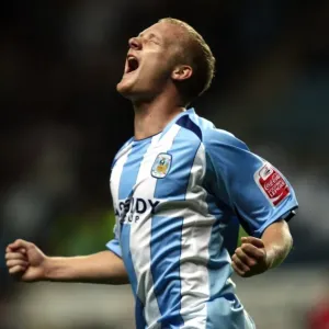 Coventry City FC's Robbie Simpson Celebrates Third Goal Against Aldershot Town in Carling Cup Round 1 (2008) Coventry City FC's Robbie Simpson Celebrates Third Goal Against Aldershot Town in Carling Cup Round 1 (2008)