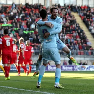 Coventry City: Jim O'Brien and Gary Madine Celebrate Goal in Sky Bet League Championship Match against Leyton Orient Coventry City: Jim O'Brien and Gary Madine Celebrate Goal in Sky Bet League Championship Match against Leyton Orient