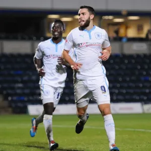 Coventry City: McQuoid and Coulibaly Celebrate Opening Goal in Johnstones Paint Trophy Match vs Wycombe Wanderers Coventry City: McQuoid and Coulibaly Celebrate Opening Goal in Johnstones Paint Trophy Match vs Wycombe Wanderers