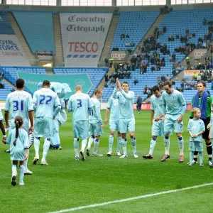 Coventry City players take to the field for the match Coventry City players take to the field for the match