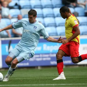 Coventry City vs. Watford: Clash between Jutkiewicz and Mariappa in the Npower Championship (20-08-2011, Ricoh Arena) Coventry City vs. Watford: Clash between Jutkiewicz and Mariappa in the Npower Championship (20-08-2011, Ricoh Arena)