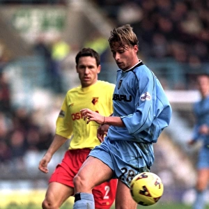 Coventry City vs Watford: Clash in Nationwide League Division One (09-12-2001) - Laurent Delorge in Action