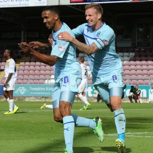 Coventry City: Wilson and Baker Celebrate First Goal in Sky Bet Football League One Win Against Colchester United (08-09-2013) Coventry City: Wilson and Baker Celebrate First Goal in Sky Bet Football League One Win Against Colchester United (08-09-2013)