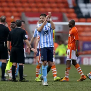 Coventry City's Aaron Martin Celebrates League One Victory with Fans at Blackpool Coventry City's Aaron Martin Celebrates League One Victory with Fans at Blackpool