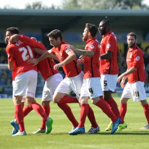 Coventry City's Aaron Martin Rejoices in Scoring the Second Goal Against Burton Albion (Sky Bet League One) Coventry City's Aaron Martin Rejoices in Scoring the Second Goal Against Burton Albion (Sky Bet League One)