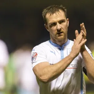 Coventry City's Andy Webster Celebrates League One Victory with Traveling Fans Coventry City's Andy Webster Celebrates League One Victory with Traveling Fans