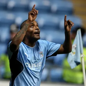 Coventry City's Clinton Morrison Celebrates First Goal Against Cardiff City in Championship Match at Ricoh Arena (16-03-2010) Coventry City's Clinton Morrison Celebrates First Goal Against Cardiff City in Championship Match at Ricoh Arena (16-03-2010)