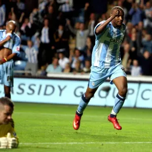 Coventry City's Clinton Morrison Celebrates Goal Against Newcastle United in Carling Cup Second Round at Ricoh Arena Coventry City's Clinton Morrison Celebrates Goal Against Newcastle United in Carling Cup Second Round at Ricoh Arena