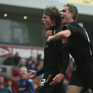 Coventry City's Double Celebration: Aron Gunnarsson Scores Second Goal vs. Blackburn Rovers in FA Cup Fifth Round (2009) Coventry City's Double Celebration: Aron Gunnarsson Scores Second Goal vs. Blackburn Rovers in FA Cup Fifth Round (2009)