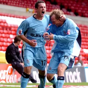 Coventry City's Double Delight: Andy Morrell Scores the Second Goal in the 28-08-2004 Victory at Nottingham Forest Coventry City's Double Delight: Andy Morrell Scores the Second Goal in the 28-08-2004 Victory at Nottingham Forest