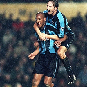 Coventry City's Double Victory: Noel Whelan and Dion Dublin Celebrate 3-2 FA Premiership Win Over Manchester United