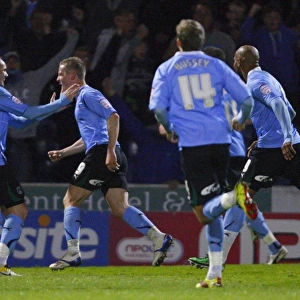 Coventry City's Gary McSheffrey Celebrates Goal in Npower Championship Match vs Portsmouth (April 2011)
