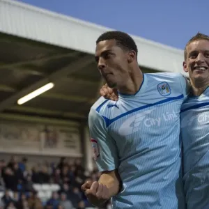 Coventry City's Triumph: Franck Moussa and Carl Baker's Euphoric Moment after Scoring the Third Goal vs. Hartlepool United in Football League One Coventry City's Triumph: Franck Moussa and Carl Baker's Euphoric Moment after Scoring the Third Goal vs. Hartlepool United in Football League One