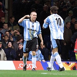 Craig Bellamy and Moustapha Hadji: Celebrating Coventry City's First Goal Against Leicester City (07-04-2001)