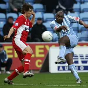 Determined Dele Adebola Fires at FA Cup Goal: Coventry City vs Middlesbrough (28-01-2006) Determined Dele Adebola Fires at FA Cup Goal: Coventry City vs Middlesbrough (28-01-2006)