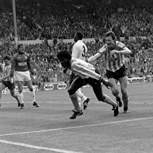 FA Cup Final: Coventry City's Celebration as Dave Bennett Scores Against Tottenham Hotspur - Mickey Gynn, Nick Pickering, and Keith Houchen Embrace