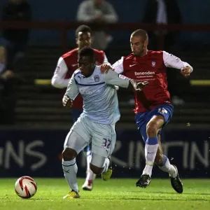 Intense Rivalry: Franck Moussa vs Matty Blair in the Johnstones Paint Trophy Northern Section Clash between Coventry City and York City Intense Rivalry: Franck Moussa vs Matty Blair in the Johnstones Paint Trophy Northern Section Clash between Coventry City and York City