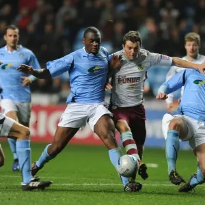 Jay Rodriguez Tries to Break Through Coventry City Defense in Npower Championship Match (Coventry City vs. Burnley, 20-11-2010, Ricoh Arena) Jay Rodriguez Tries to Break Through Coventry City Defense in Npower Championship Match (Coventry City vs. Burnley, 20-11-2010, Ricoh Arena)
