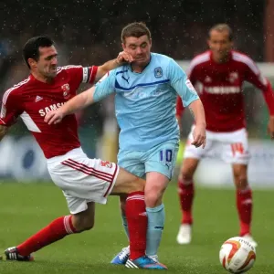 John Fleck Foul by Tommy Miller: Swindon Town vs Coventry City, Football League One John Fleck Foul by Tommy Miller: Swindon Town vs Coventry City, Football League One
