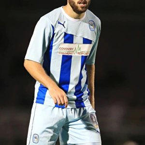 Josh McQuoid in Action: Coventry City vs Cardiff City - Capital One Cup First Round at Sixfields Stadium