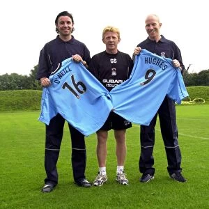 Keith O Neill and Lee Hughes with manager Gordon Strachan
