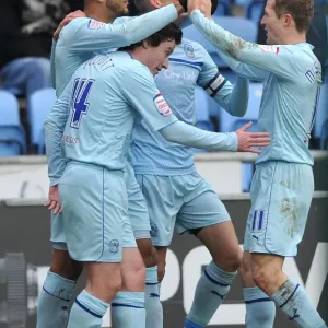 Print of Leon Clarke scoring for Coventry City against Crewe Alexandra Print of Leon Clarke scoring for Coventry City against Crewe Alexandra