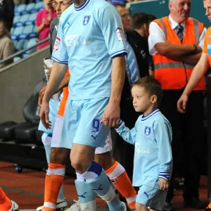 Lukas Jutkiewicz and Coventry City Mascot Leading the Team Out at Ricoh Arena vs Blackpool (Npower Championship, 2011)