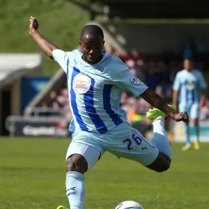Mark Marshall's Determined Shot: Coventry City vs. Wolverhampton Wanderers in Sky Bet League One (Sixfields Stadium) Mark Marshall's Determined Shot: Coventry City vs. Wolverhampton Wanderers in Sky Bet League One (Sixfields Stadium)