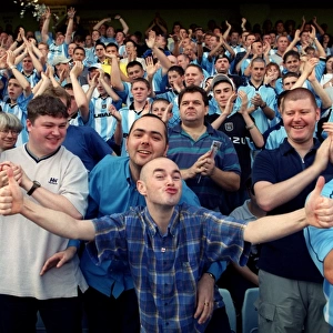 Passionate Clash: Coventry City vs. West Ham United in the FA Premiership - A Sea of Fan Passion (Coventry City Stadium)