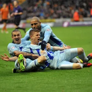 Print of Coventry City's Aaron Phillips Celebrating Equalizing Goal Print of Coventry City's Aaron Phillips Celebrating Equalizing Goal