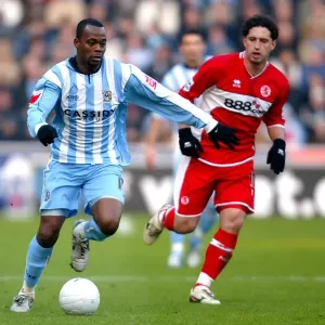Stern John Surges Past Fabio Rochemback: Coventry City vs. Middlesbrough in FA Cup Fourth Round, Ricoh Arena (2006) Stern John Surges Past Fabio Rochemback: Coventry City vs. Middlesbrough in FA Cup Fourth Round, Ricoh Arena (2006)