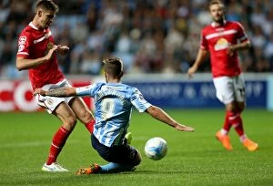 Images Dated 18th August 2015: Adam Armstrong Scores Coventry City's Second Goal in Sky Bet League One Match Against Crewe