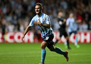 Images Dated 18th August 2015: Adam Armstrong Scores His Second Goal: Coventry City's Victory Over Crewe Alexandra in Sky Bet