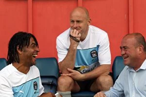 Images Dated 14th July 2012: Andy Thorn and Coventry City Coaches Shaw and Carsley at Pre-Season Friendly against Hinckley United