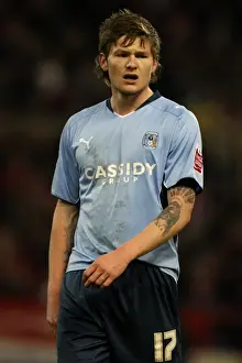 Images Dated 2009: Aron Gunnarsson of Coventry City in Action against Nottingham Forest in the Coca-Cola Football League Championship