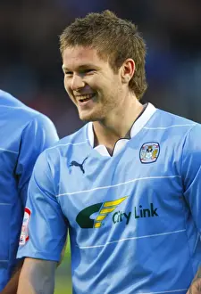 Images Dated 2011 April: Aron Gunnarsson of Coventry City Focuses Before Npower Championship Clash at Fratton Park Against Portsmouth