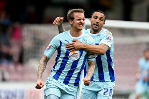 Images Dated 2014 April: Baker and Wilson's Thrilling Goal Celebration: A Memorable Moment for Coventry City in Sky Bet League One